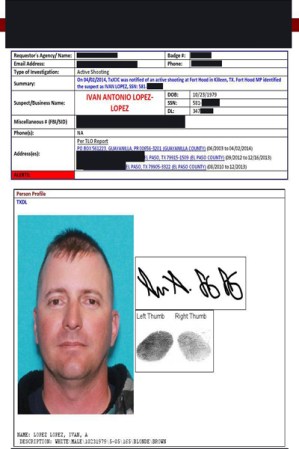 Este fue el reporte de policía que informa sobre el tiroteo iniciado por Iván López sargento especializado con base en Fort Hood.