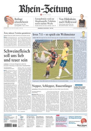 9 DE JULIO, 2014 - Los principales diarios del mundo reaccionan a la humillante derrota de Brasil 7X1 contra Alemania en la copa del mundo.
