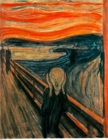 El pintor expresionista noruego explicó una vez que “El grito” surgió de una vez que caminado con sus amigos sufrió un ataque de melancolía, seguido de un ataque de pánico donde sintió que “un grito agudo interminable penetraba la naturaleza”.