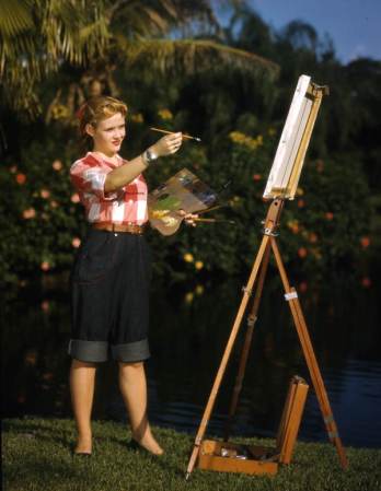Pintora de sueños en el Sarasota Jungle Gardens, 1948.