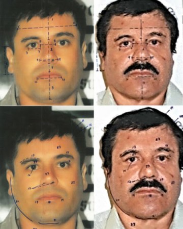 La Procuraduría mexicana divulgó esta imagen comparativa de Guzmán antes y Guzmán ahora.