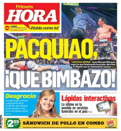 Pese a que en Puerto Rico la radio local no toca la música de Jenni Rivera, medios como el periódico Primera Hora desplegaron la noticia en portada.