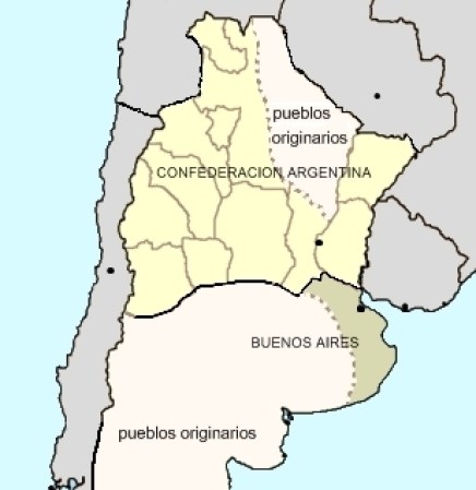 Mapa de la Confederación Constitucional Argentina e independiente de la Provincia de Buenos Aires, 1858.