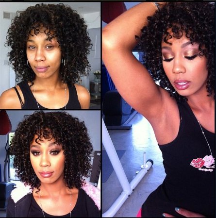 Misty Stone antes y después del maquillaje.