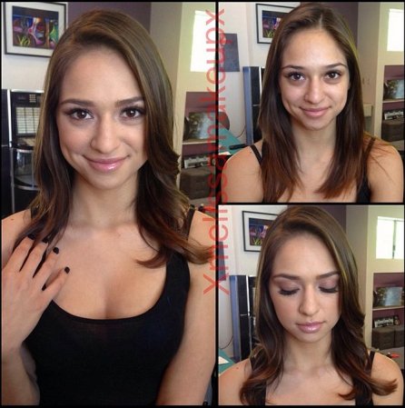 Sara Luv antes y después del maquillaje.