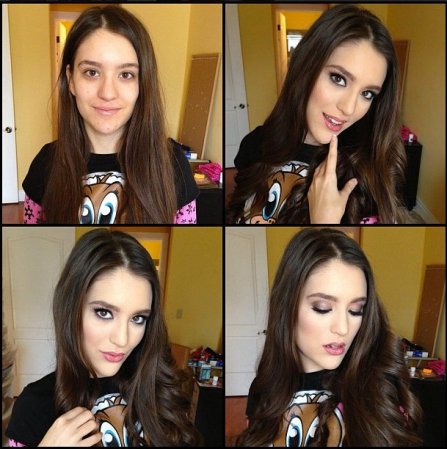 Zarina Summers antes y después del maquillaje.
