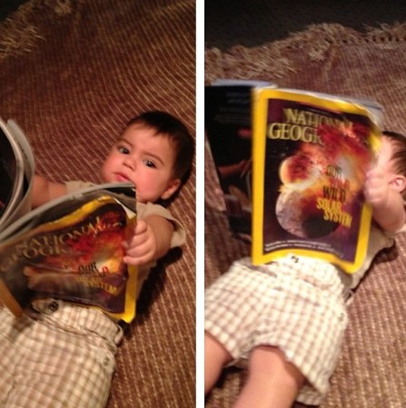 "Me gusta leer cuando mami trabaja."