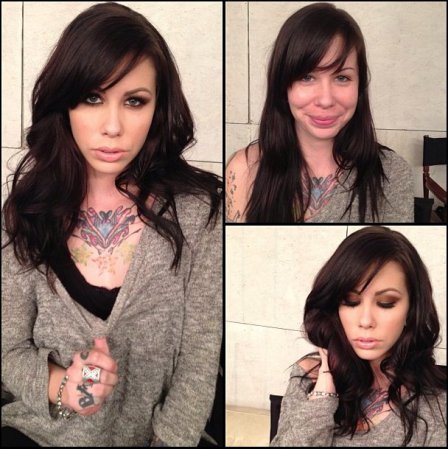 Krysta Kaos antes y después del maquillaje.