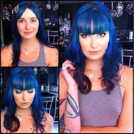 Sally Sparrow antes y después del maquillaje.