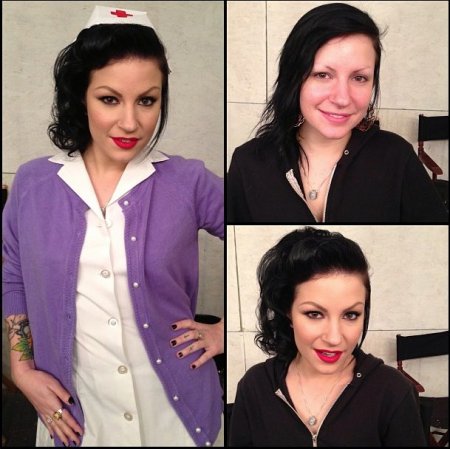 Tori Lux antes y después del maquillaje.