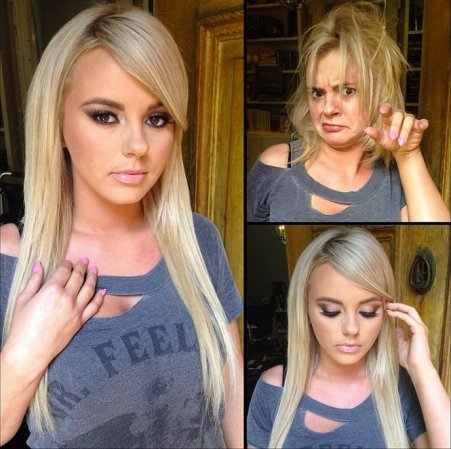 Bree Olson antes y después del maquillaje.