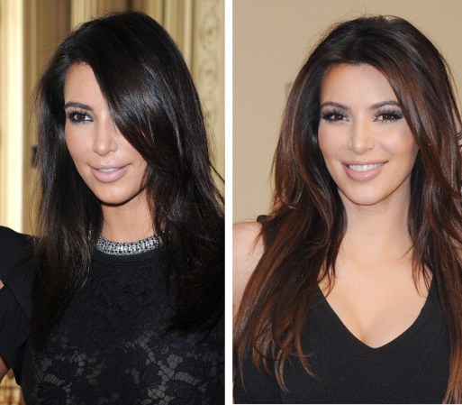 Kim Kardashian se ve bien con pelo negro y en tonos caoba.