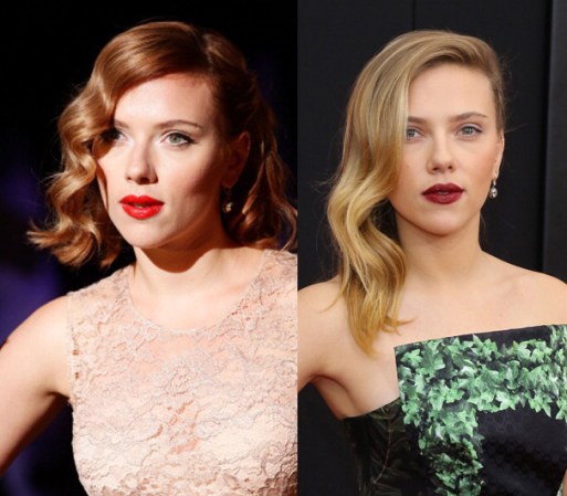 Scarlett Johansson bella de pelirroja y de rubia.