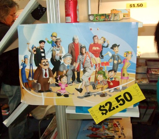 Ofrecieron singulares productos, como este cartel que muestra todos los personajes creados por Chespirito.