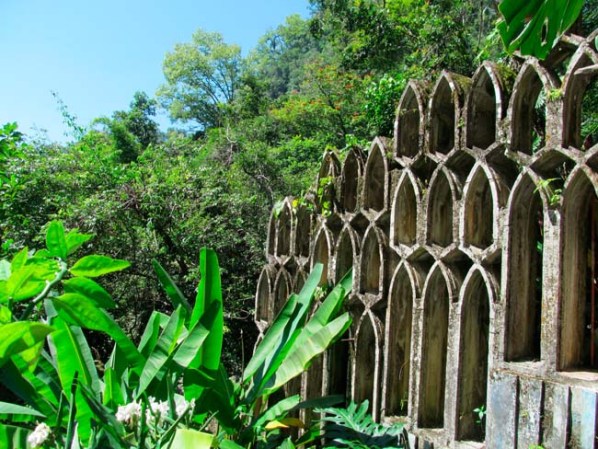 Los arcos marcan en camino dentro de la densa selva.