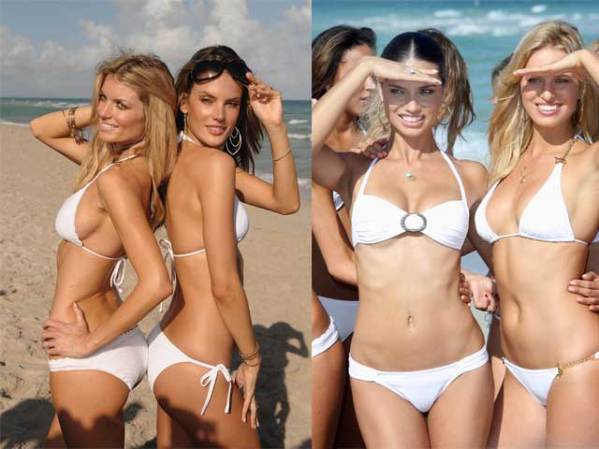 Las modelos de Victoriás Secret mostraron una línea de ropa interior de la compañía.