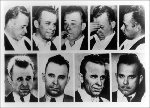El ladrón de bancos John Dillinger estuvo muchos años prófugo durante la década de 1930 hasta morir en 1934 a manos del FBI en Chicago.