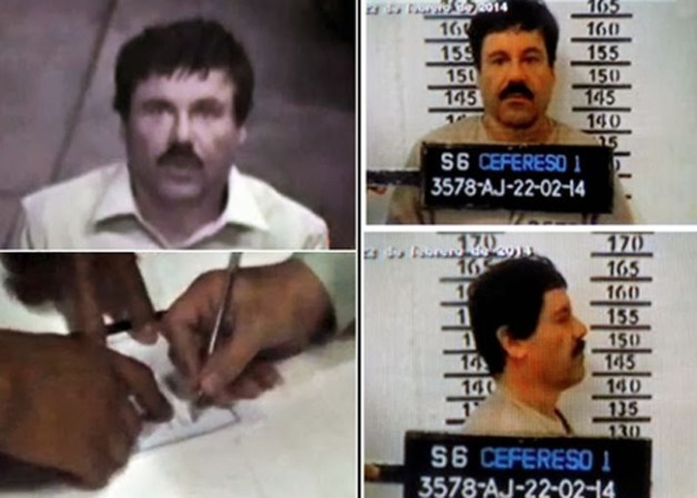 Fotos tomadas por las autoridades como parte del proceso de verificación de la identidad de Guzmán, en el que se incluyó una prueba de caligrafía.