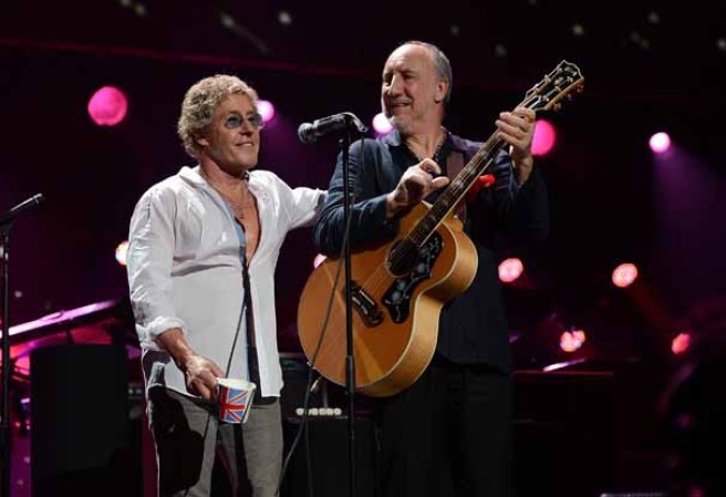 Roger Daltrey y Pete Townshend en el concierto 12-12-12 celebrado en el Madison Square Garden para recaudar fondos para las víctimas del devastador huracán Sandy en Nueva York.