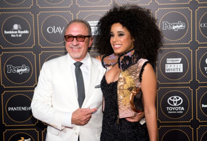 Emilio Estefan y Fantine en la gala de Los 50 Más Bellos de People En Español, celebrado en la ciudad de Nueva York.