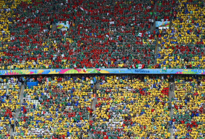Imágenes del partido entre Brasil y México librado el 17 de junio como parte de la Copa Mundial 2014.