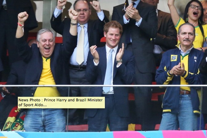 Principe Harry y el ministro de deportes brasileño Aldo Rebelo