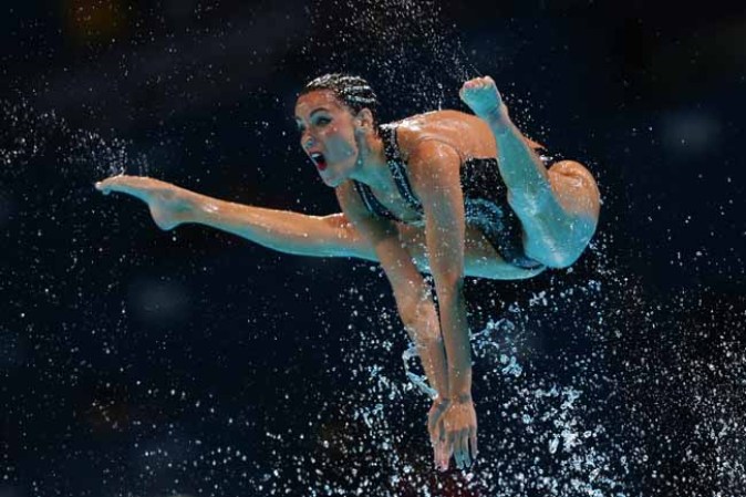 Competencia de natación sincronizada en Barcelona.