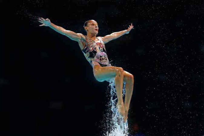 Competencia de natación sincronizada en Barcelona.