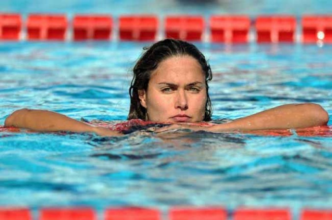 La sirenita que cautivó en los Mundiales de Natación de Barcelona.