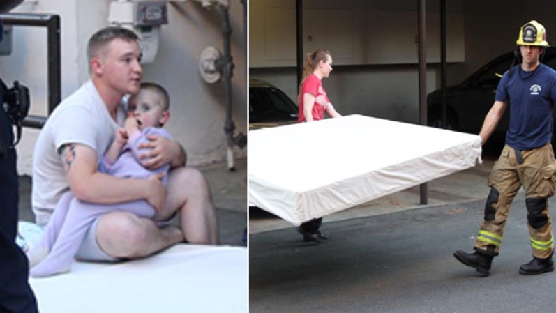Vecinos actúan rápidamente, y salvan a un bebe que cayó del tercer piso de un edificio de apartamentos. Aquí imágenes de lo ocurrido.