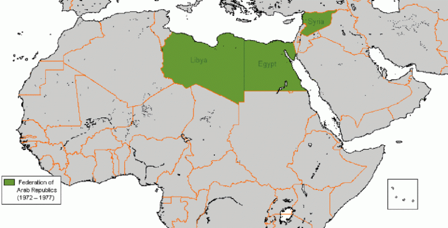 Federación de las Repúblicas Arabes de 1972-1977 (La conformaban Egipto, Siria y Libia).