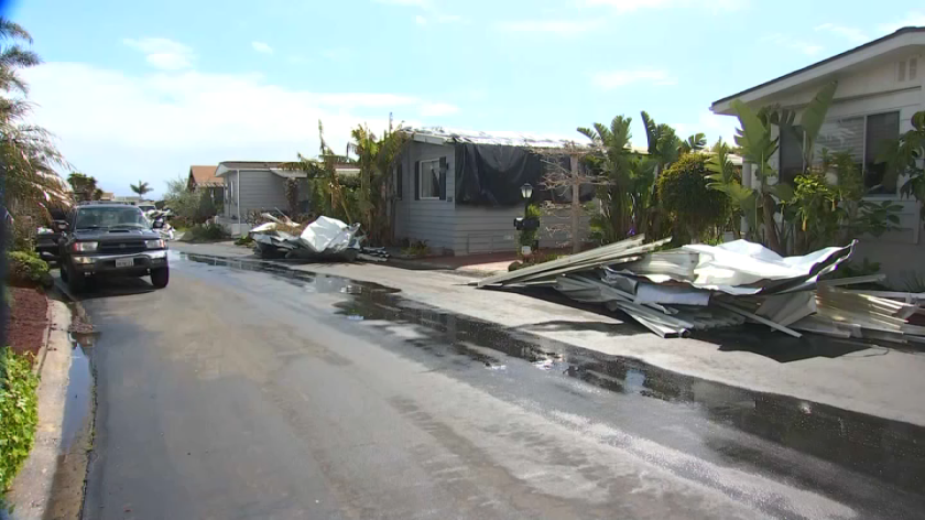 Tornado damage at a mobile home park in Carpinteria.