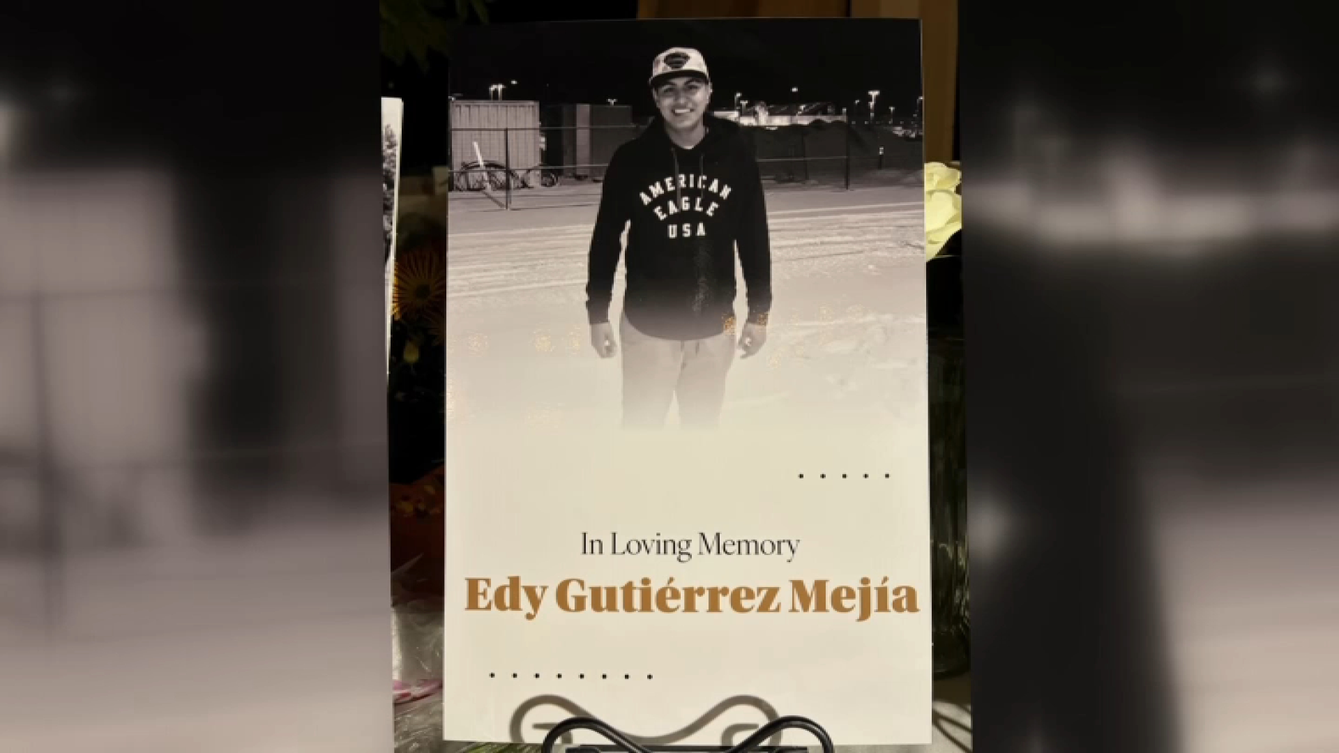 A portrait of Edy Gutierrez Mejia is displayed on Thursday, Sept. 17, 2026, in a vigil in Chatsworth.