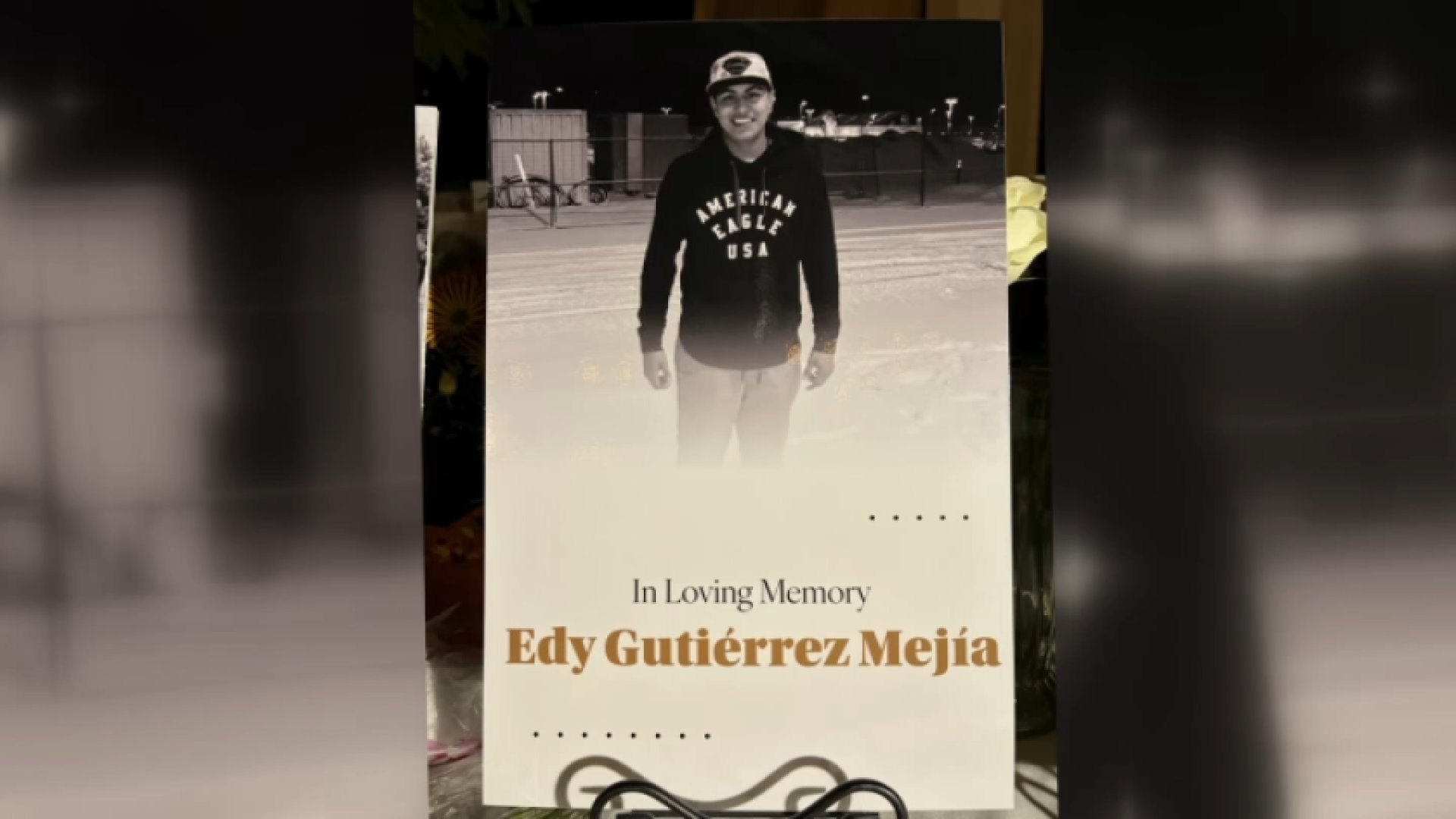 A portrait of Edy Gutierrez Mejia is displayed on Thursday, Sept. 17, 2026, in a vigil in Chatsworth.