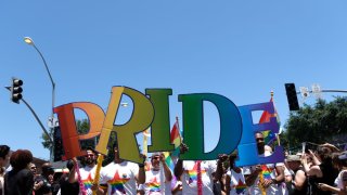 A general view of the 2019 LA Pride parade.