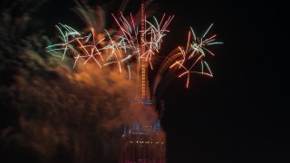 fireworks display over the empire state building