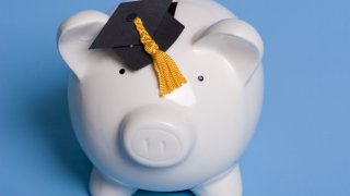 generic college salary piggy bank graduation cap