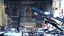 The altar still stands after at Mission San Gabriel.