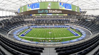 A general view of SoFi Stadium before the game between the Dallas Cowboys and the Los Angeles Rams on Sept. 13, 2020 in Inglewood, California.