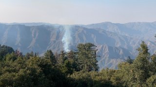 The Bobcat Fire burning in the Angeles National Forest.