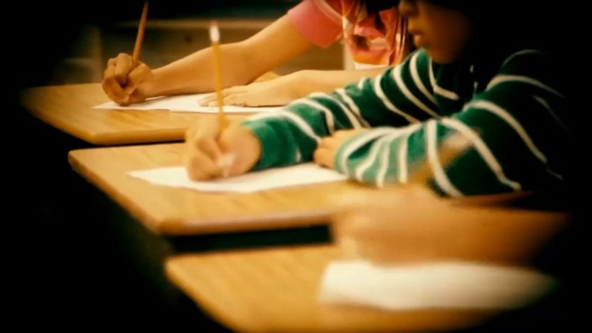 Children at their school desks
