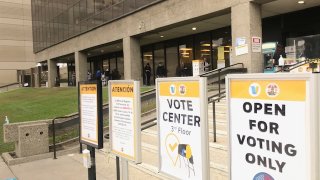 Voters at the LA County elections office.