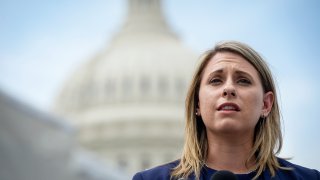 UNITED STATES - JUNE 25: Rep. Katie Hill, D-Calif., speaks at a press conference to introduce ACTION for National Service outside of the Capitol on Tuesday June 25, 2019.
