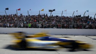 Marco Andretti races past the crowd at the Grand Prix of Long Beach.