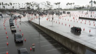 A vaccination site in Long Beach.