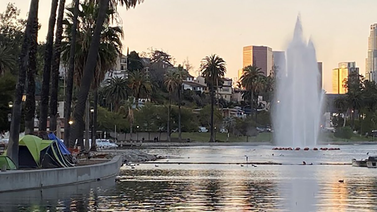 They remove the fence from Echo Park after almost two years of its installation