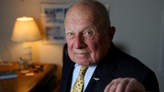 Famed trial lawyer F. Lee Bailey poses in his office in Yarmouth, Maine., on June 29, 2016.