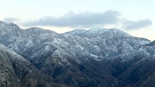 Snow in the mountains east of Los Angeles