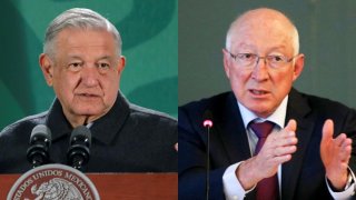 Fotografía combinada de López Obrador y el embajador de EEUU en México