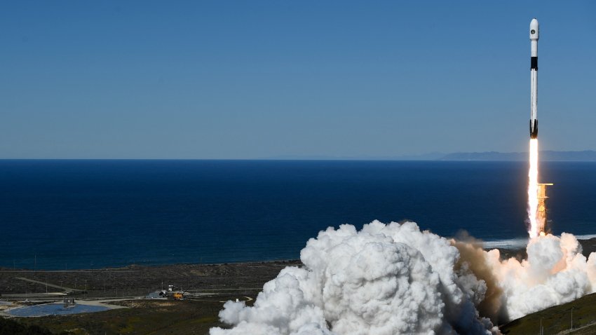 A SpaceX Falcon 9 rocket launch.